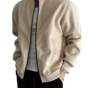 Men’s Stylish Front Zip Sweatshirt Full Zip Pullover for Casual Wear, Warm Fleece Winter Sweatshirt, Trendy Streetwear Lightweight Casual Wear Hoodies