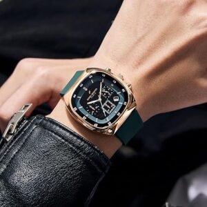 Daniel Hechter Paris Bercy Collection Modern Multi Functional Watch for Men with Square Dial and Silicon Band-DHM1001